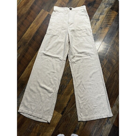 Princess Polly Pants Womens Size 4 Cream Beige Linen Blend - Picture 1 of 8